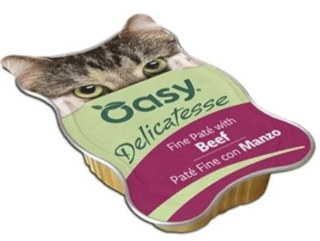 cibo umido per gatti  OASY CAT DELICATESSE PATE' MANZO 18 X GR 85