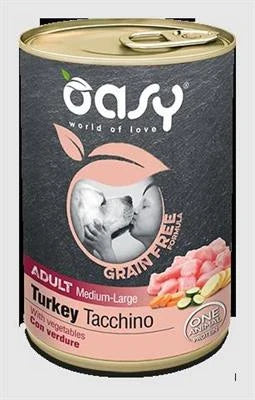 Cibo umido per cani OASY DOG GRAIN FREE MEDIUM/LARGE GR 400 TACCHINO