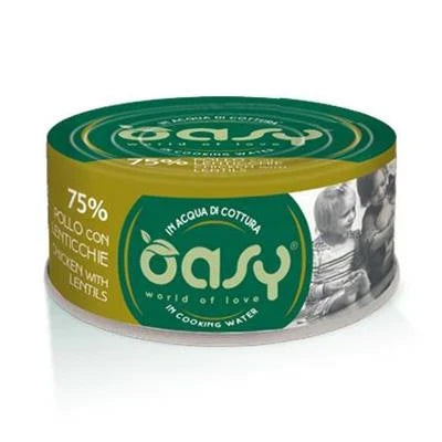 cibo umido per gatti  OASY MORE LOVE POLLO/LENTICCHIE GR 70