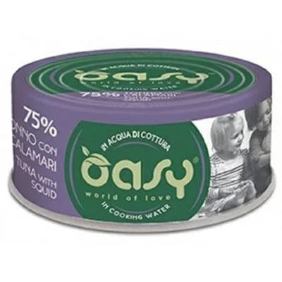 cibo umido per gatti  OASY MORE LOVE TONNO/CALAMARI GR 70