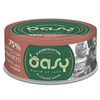 cibo umido per gatti  OASY MORE LOVE TONNO/GAMBERETTI GR 70