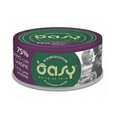 cibo umido per gatti OASY MORE LOVE TONNO/SARDINE GR 70