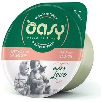cibo umido per gatti OASY MORE LOVE CUP TONNO/SALMONE GR 70