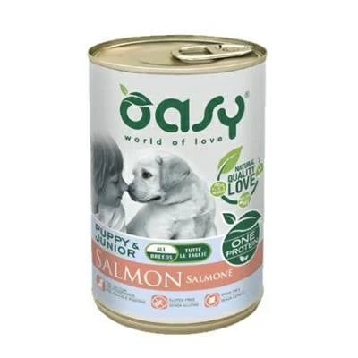 cibo umido per cani OASY DOG PUPPY MONO SALMONE GR 400
