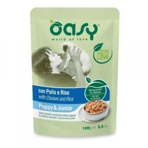 cibo umido per cani OASY DOG STRACCETTI BUSTA PUPPY POLLO/RISO 22 X GR 100