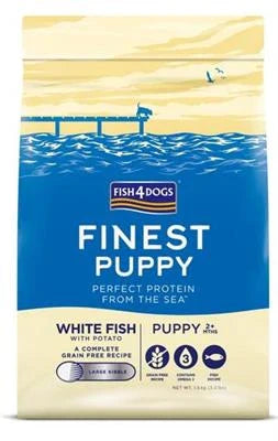 cibo secco per cani  FISH4DOGS FINEST PUPPY PESCE BIANCO/PATATE (LARGE KIBBLE) KG 1,5