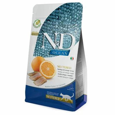Cibo secco per gatti ND CAT OCEAN NEUTERED ARINGA/ARANCIA KG 1,5