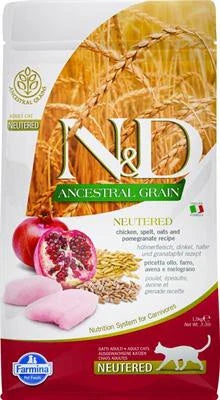 Cibo secco per gatti ND CAT ANCESTRAL NEUTERED POLLO/MELOGRANO KG 1,5