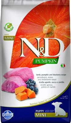 cibo secco per cani  ND DOG PUMPKIN MINI PUPPY AGNELLO/MIRTILLO KG 2,5