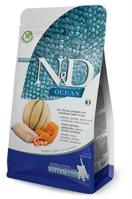 Cibo secco per gatti ND CAT OCEAN PUMPKIN KITTEN MERLUZZO/GAMBERETTI/MELONE KG 5