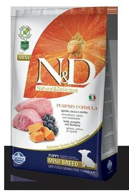 cibo secco per cani  ND DOG PUMPKIN MINI PUPPY AGNELLO/MIRTILLO KG 7