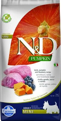 cibo secco per cani  ND DOG PUMPKIN MINI AGNELLO/MIRTILLO KG 7