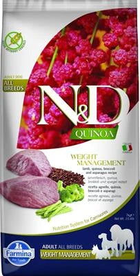 cibo secco per cani  ND DOG QUINOA WEIGHT MANAGEMENT AGNELLO/BROCCOLI/ASPARAGI KG 7