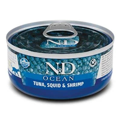 Cibo umido per gatti ND CAT OCEAN TONNO/SARDINE/GAMBERETTI GR 70