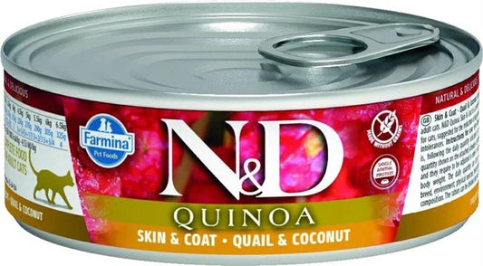 Cibo umido per gatti ND UM CAT QUINOA SKIN QUAGLIA/COCCO GR 80
