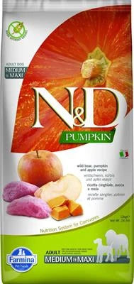 cibo secco per cani  ND DOG PUMPKIN MEDIUM/MAXI CINGHIALE/MELA KG 12