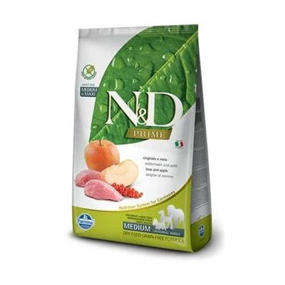 cibo secco per cani ND DOG PRIME MEDIUM/MAXI CINGHIALE/MELA KG 12