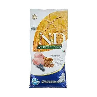 Cibo Secco Per Cani  ND DOG ANCESTRAL PUPPY MEDIUM/MAXI AGNELLO/MIRTILLO KG 12