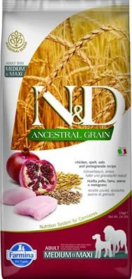 cibo secco per cani ND DOG ANCESTRAL MEDIUM/MAXI POLLO/MELOGRANO KG 12