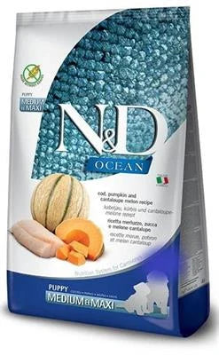 Cibo Secco Per Cani  ND DOG OCEAN MEDIUM/MAXI PUPPY MERLUZZO/ZUCCA/MELONE KG 12