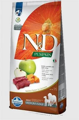 cibo secco per cani ND DOG PUMPKIN MEDIUM/MAXI CERVO/MELA KG 12