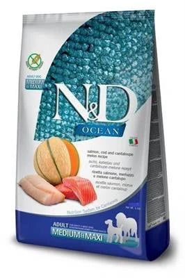 Cibo Secco Per Cani  ND DOG OCEAN MEDIUM/MAXI SALMONE/MERLUZZO/MELONE KG 12