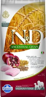 Cibo Secco Per Cani  ND DOG ANCESTRAL SENIOR MEDIUM/MAXI POLLO/MELOGRANO KG 12