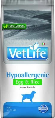 Cibo dietetico per cani VET LIFE DOG HYPOALLERGENIC UOVO/RISO KG 2