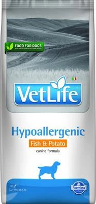 Cibo dietetico per cani VET LIFE DOG HYPOALLERGENIC PESCE/PATATE KG 12