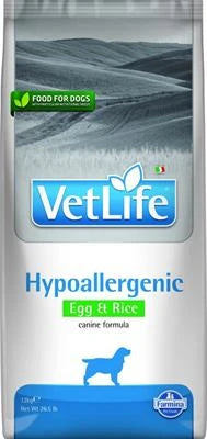 Cibo dietetico per cani VET LIFE DOG HYPOALLERGENIC UOVO/RISO KG 12