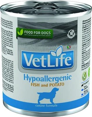 Cibo dietetico per cani VET LIFE DOG HYPOALLERGENIC PESCE/PATATE GR 300