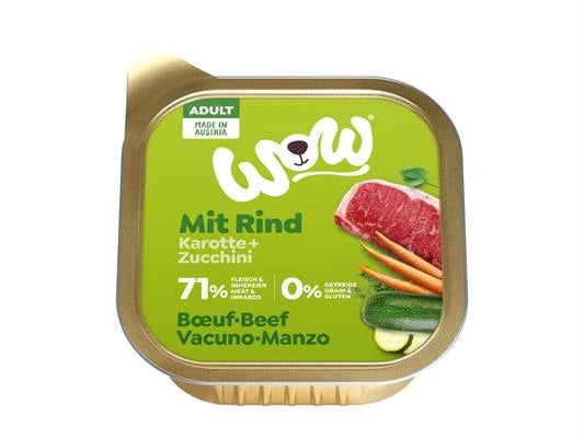 cibo umido per cani WOW DOG 11 X GR 150 MANZO