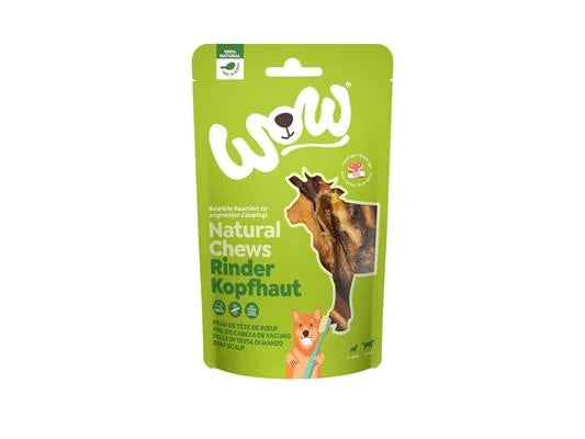 snack per cani  WOW DOG PELLE TESTA DI MANZO GR 350