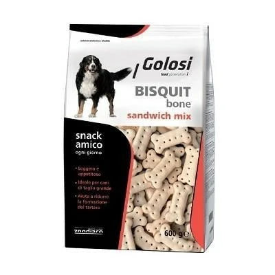 snack per cani GOLOSI BISCOTTI BONE SANDWICH MIX GR 600