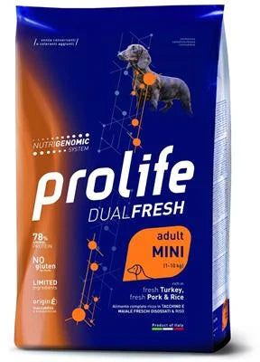 CIBO SECCO PER CANI PROLIFE DOG DUAL MINI TACCHINO/MAIALE/RISO KG 2