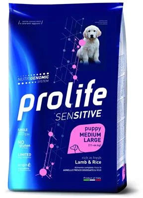CIBO SECCO PER CANI PROLIFE DOG SENSITIVE PUPPY MEDIUM/LARGE AGNELLO/RISO KG 2,5