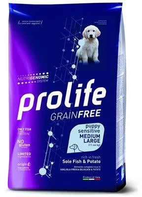 Cibo Secco Per Cani PROLIFE DOG GRAIN FREE PUPPY MEDIUM/LARGE SOGLIOLA/PATATE KG 2,5