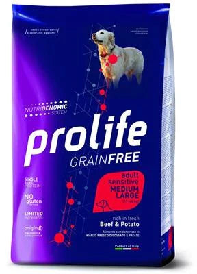 Cibo Secco Per Cani PROLIFE DOG GRAIN FREE MEDIUM/LARGE MANZO/PATATE KG 10