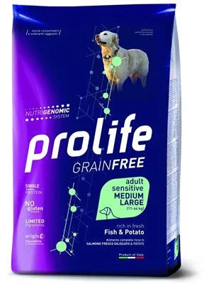 Cibo Secco Per Cani PROLIFE DOG GRAIN FREE MEDIUM/LARGE PESCE/PATATE KG 2,5