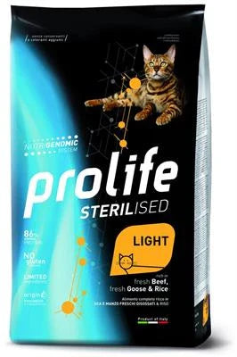 Cibo secco per GattiPROLIFE CAT STERILIZED LIGHT OCA/MANZO/RISO KG 7