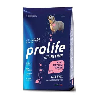 Cibo Secco Per Cani PROLIFE DOG SENSITIVE MEDIUM/LARGE AGNELLO/RISO KG 10
