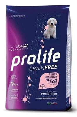 Cibo Secco Per Cani PROLIFE DOG GRAIN FREE MEDIUM/LARGE PUPPY MAIALE/PATATE KG 2,5