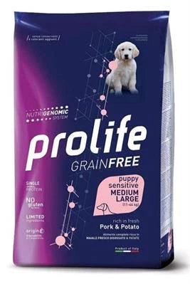 Cibo Secco Per Cani PROLIFE DOG GRAIN FREE MEDIUM/LARGE PUPPY MAIALE/PATATE KG 10