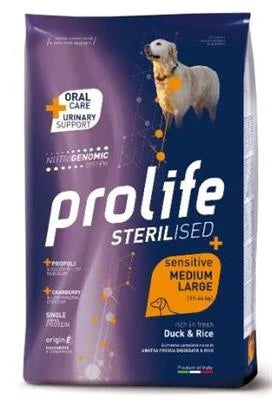 Cibo secco per cani PROLIFE DOG STERILIZED SENSITIVE MEDIUM/LARGE ANATRA/RISO KG 2,5