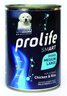 cibo umido per cani PROLIFE DOG UM SMART PUPPY MEDIUM/LARGE POLLO/RISO GR 400 NEW