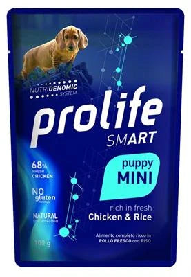 cibo umido per cani PROLIFE DOG UM SMART BUSTE PUPPY MINI POLLO/RISO 10 X GR 100 NEW