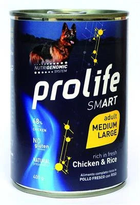 cibo umido per cani PROLIFE DOG UM SMART MEDIUM/LARGE POLLO/RISO GR 400 NEW