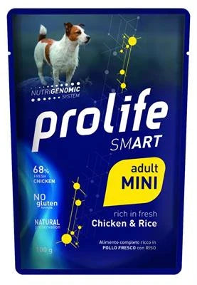cibo umido per cani PROLIFE DOG UM SMART BUSTE MINI POLLO/RISO 10 X GR 100 NEW