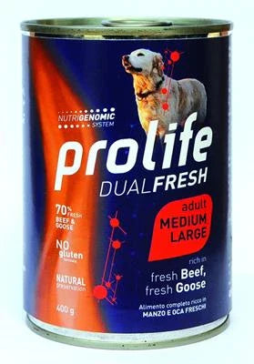 cibo umido per cani PROLIFE DOG UM DUAL MEDIUM/LARGE MANZO GR 400 NEW