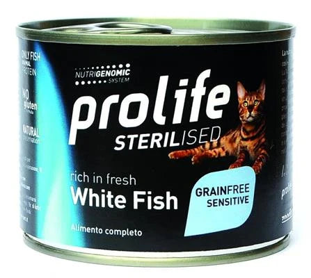 cibo umido per gatti PROLIFE CAT UM STERILIZED PESCE BIANCO GR 200 NEW